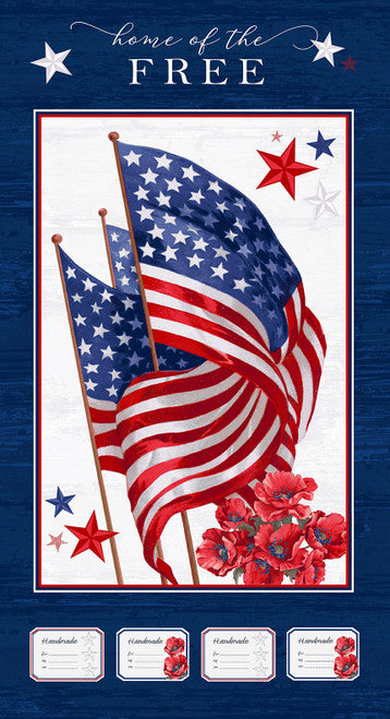 Henry Glass: Liberty for All - Flag and Poppy Panel - 658P-78