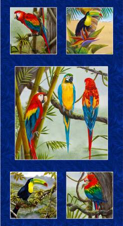 Henry Glass: Birds in Paradise - Exotic Birds - Panel - 9076P-77