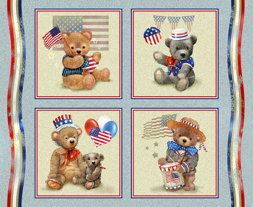 Henry Glass: Teddy's America - Teddy Blocks - Panel - 9588-11