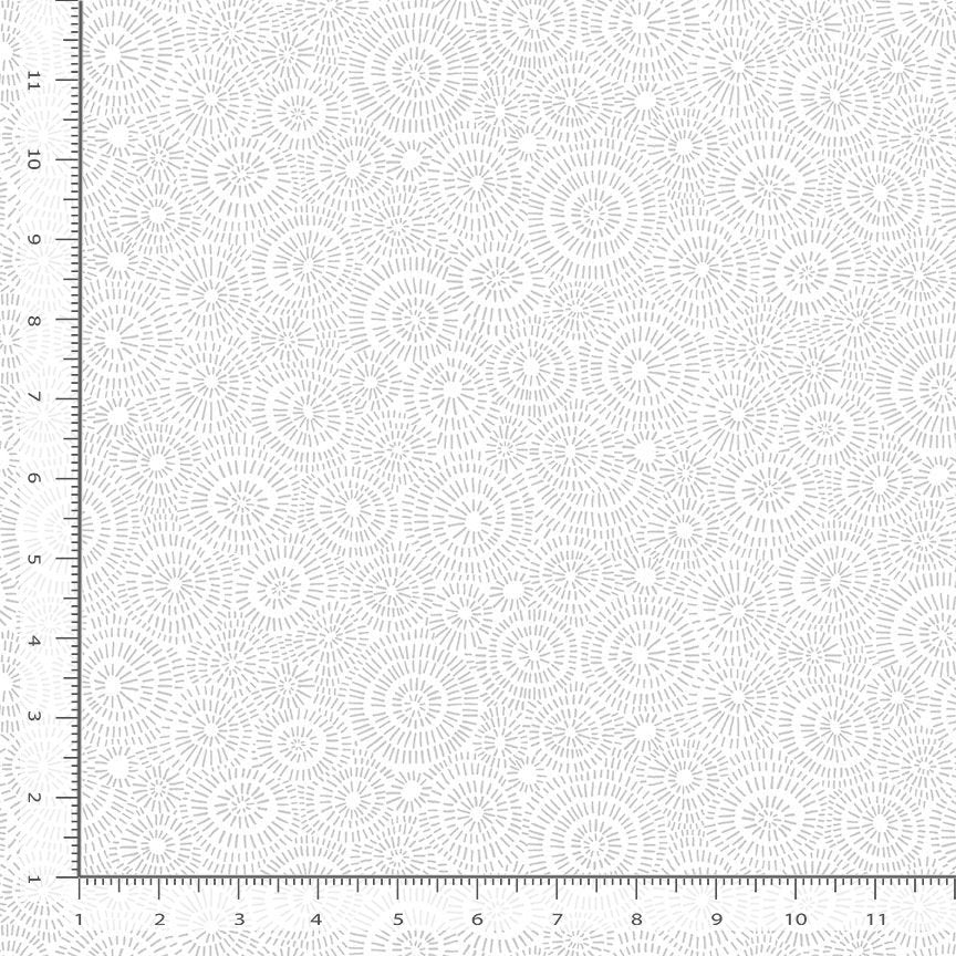 Timeless Treasures: Basics Whiteout - Geo Line Circle Shape - C3114-White