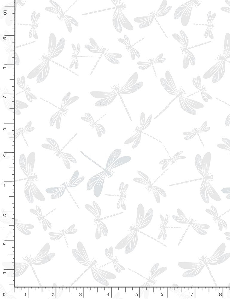 Timeless Treasures: Basics Whiteout - Dragonflies - C7717