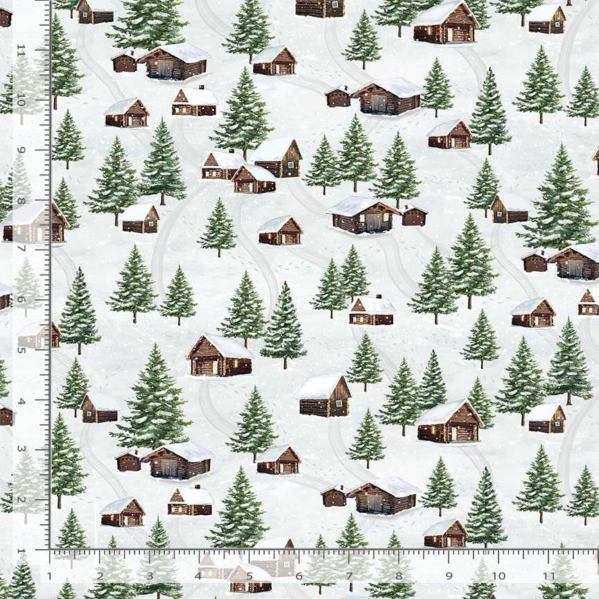 Timeless Treasures: Winter Wonderland - Winter Cabin Scenic - CD3692 - Katie Hennagir