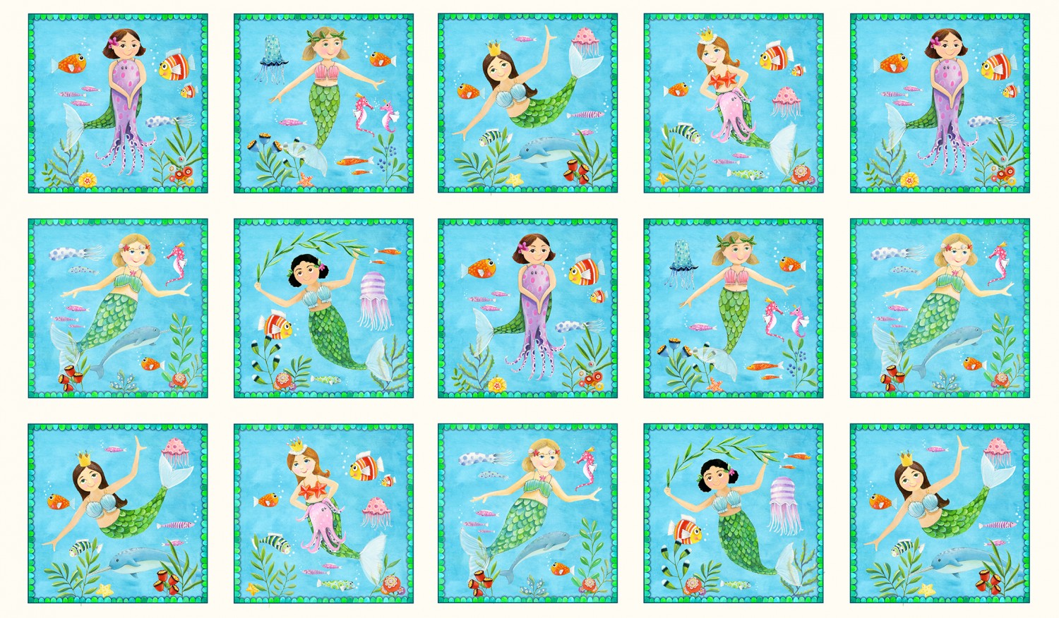 Elizabeth Studio: Little Mermaids Panel - 17002E-Cream