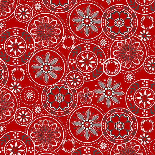 Henry Glass:  Scarlet Stitches - Medallions - 2701-88