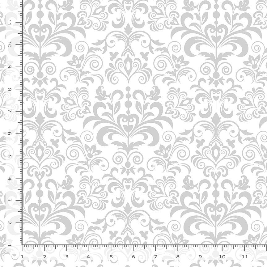 Timeless Treasures:  Basics Whiteout - Large Damask Pattern - C3108